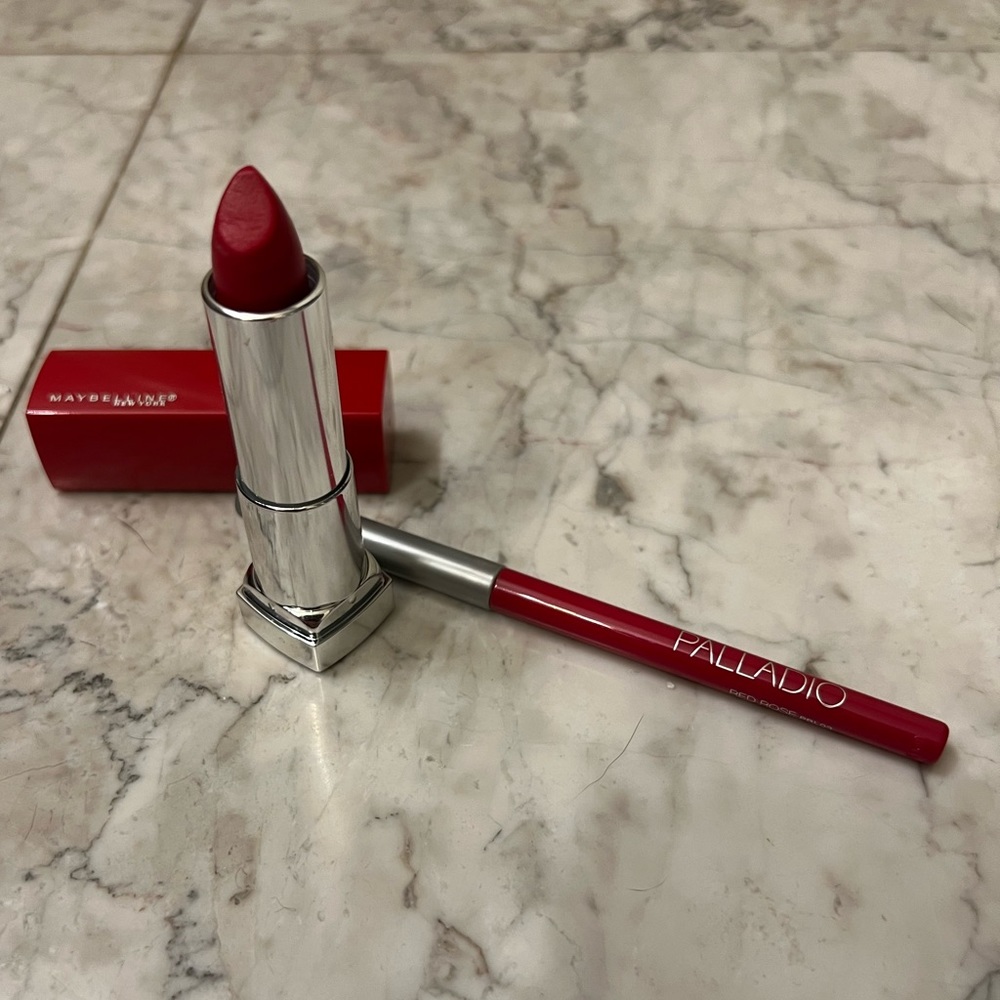 Red Maybelline Lipstick & Palladio Lip Liner Set